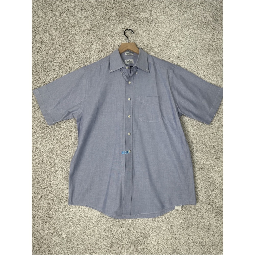 LL Bean‎ Men's Cotton Traditional Fit Blue Dress Shirt Size 16